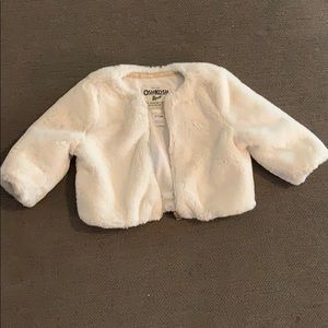 Baby girl 9-12 mo white faux fur coat